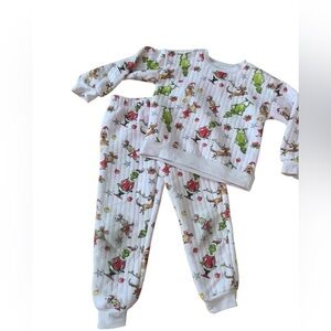 Grinch light pink with multi color print pajama set